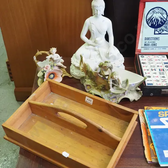 buddha figurine, figural vases, wooden cutlery tray Figurine H-300