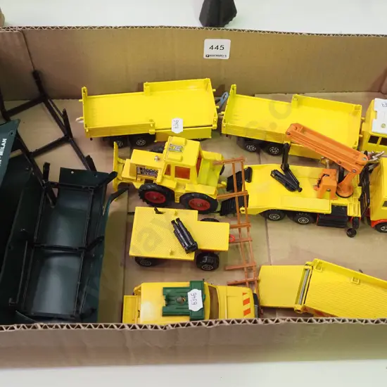 box; diecast trucks, loaders etc