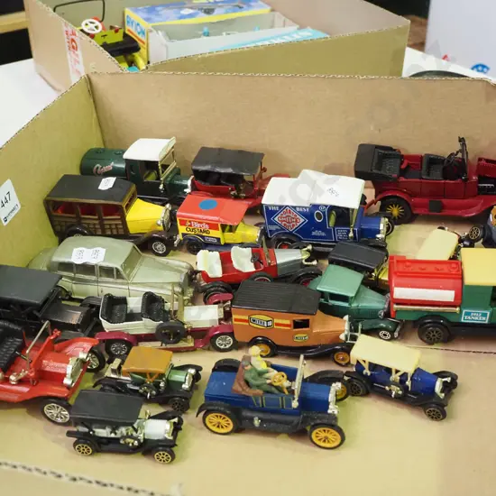 box of model vehicles