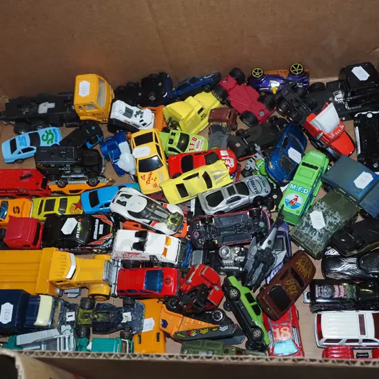 box of model vehicles
