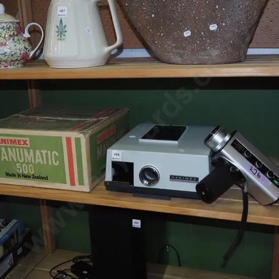 Hanimex slide projector, Askia Super 8 film camera