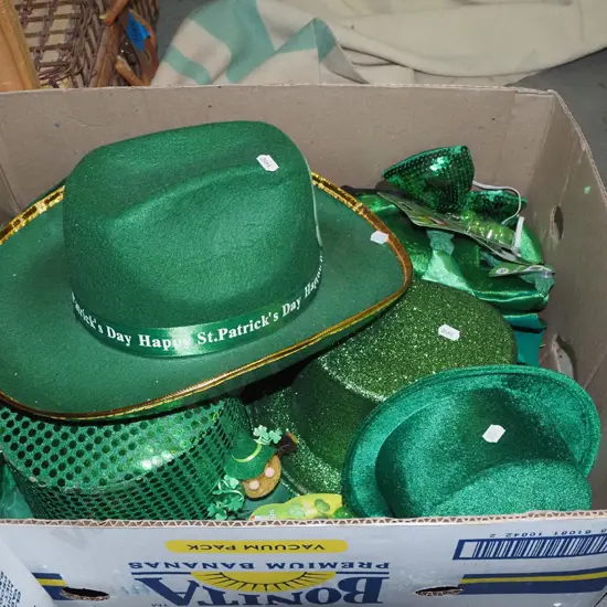 box; St Patricks day costumes and decorations