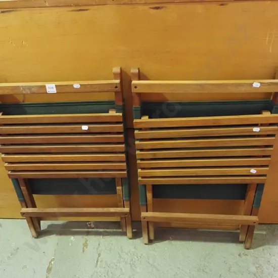 2x wood and canvas beach chairs