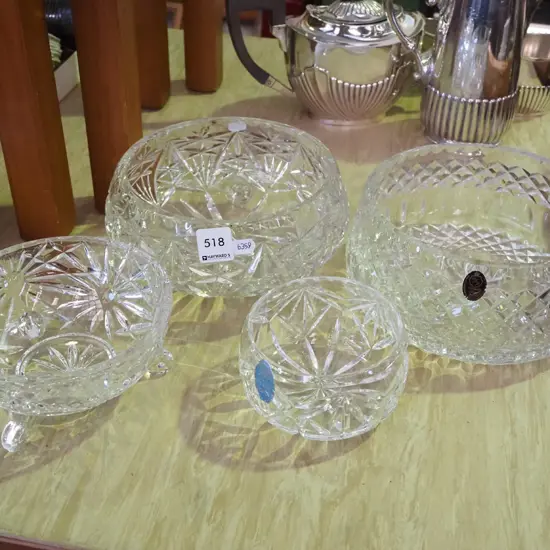 4x cut crystal bowls