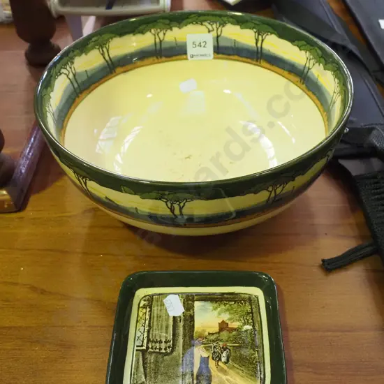 Doulton footed bowl - crazing, small Doulton pin dish