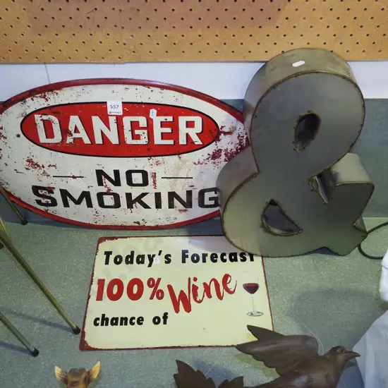 2x reproduction prints on tin, cut out & sign