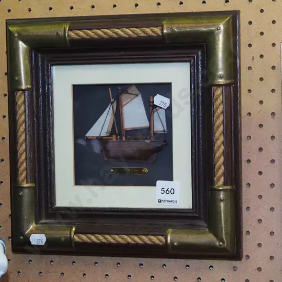 small sailing ship shadow box H-250