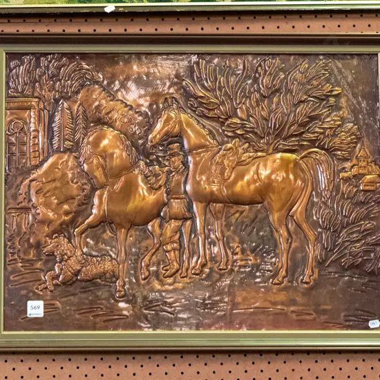 beaten copper  wall art - horses