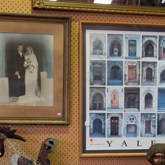 framed hand coloured photograph - married couple, framed poster print - The Doors of Yale - red dots