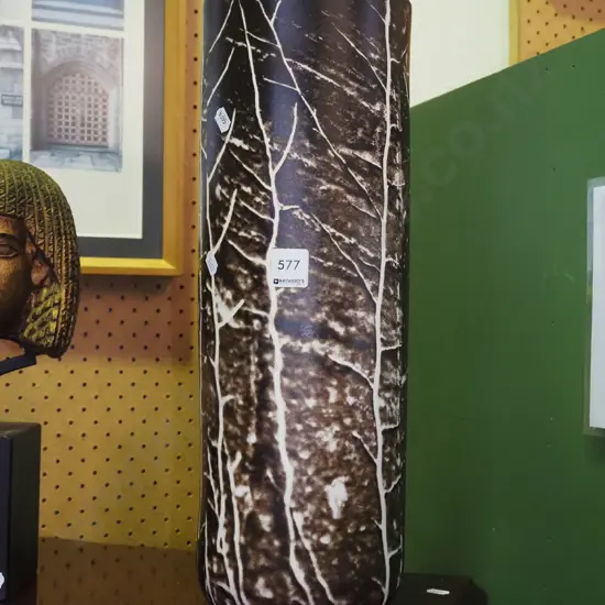 tall cylindrical leaf print vase H-430