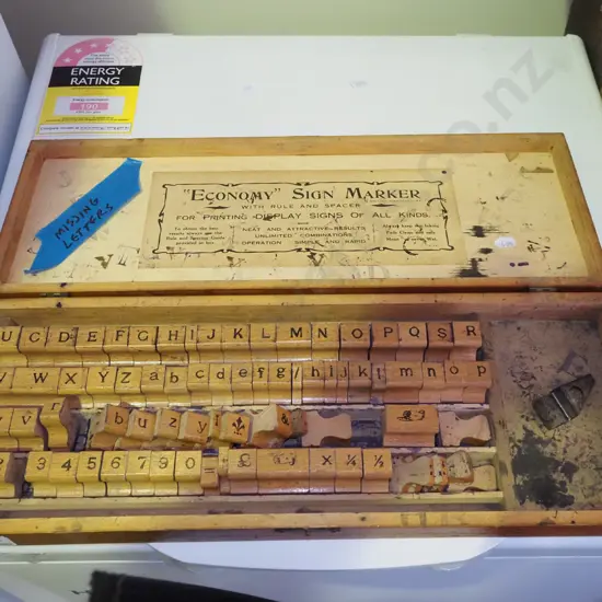 cased Economy Sign Marker stamps - missing some letters