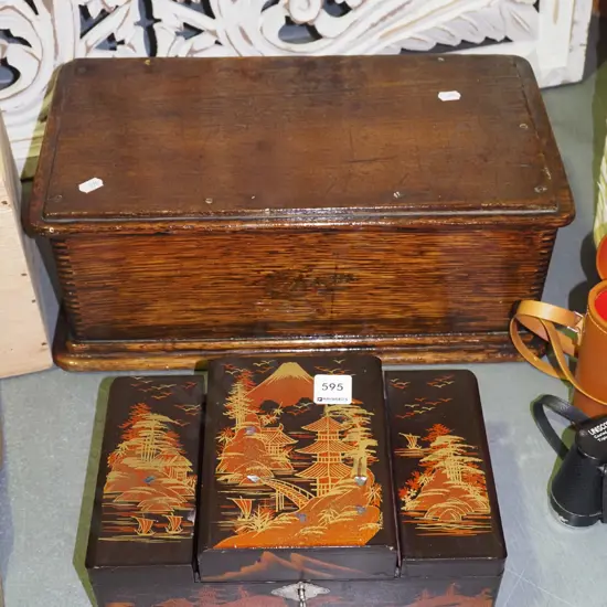Asian lacquer jewellery box with ballerina - not working, small chest