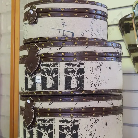 3x fabric and vinyl circular/hat boxes