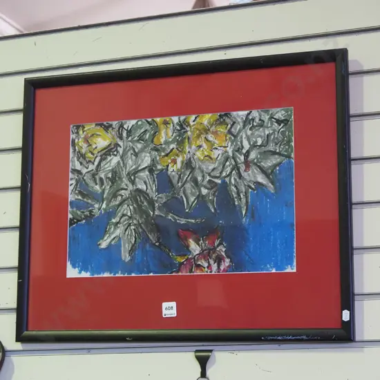 framed mixed media - flowers