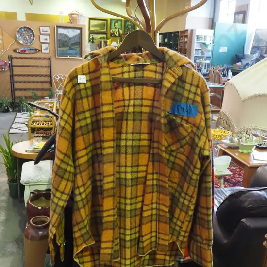Alpine orange checked size medium bush shirt