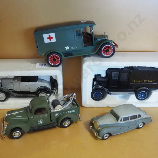 5 model vintage vehicles