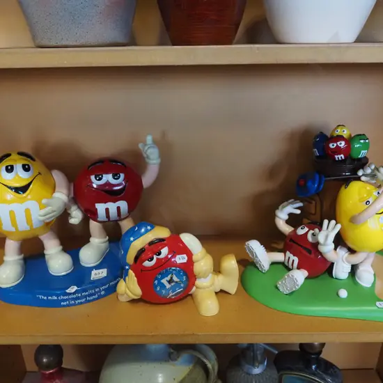 M&M promotional clock, candy dispensers