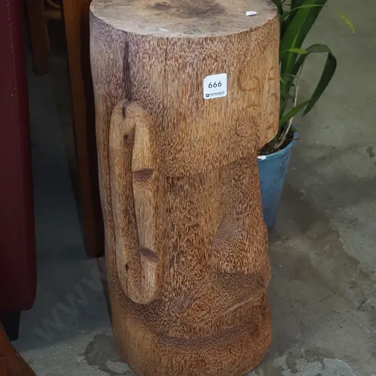 carved coconut wood post/stool/side table
