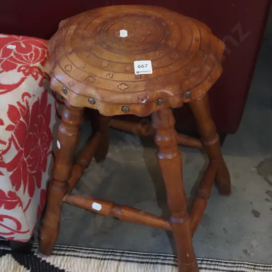 tooled leather turned leather stool