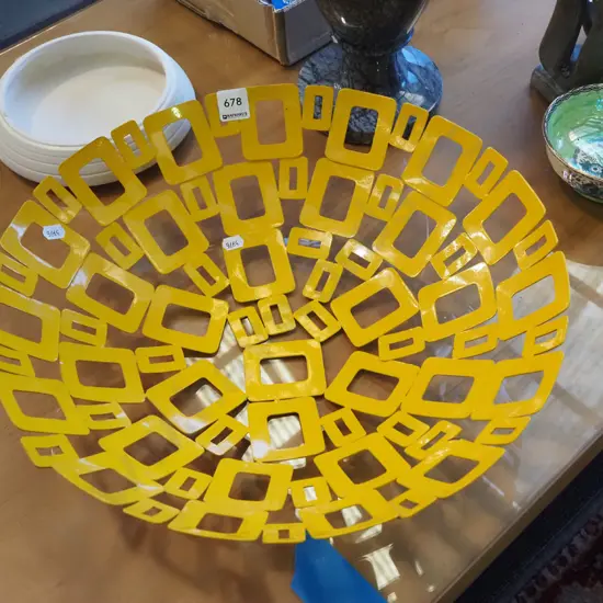 yellow metal fruit bowl Diam-400