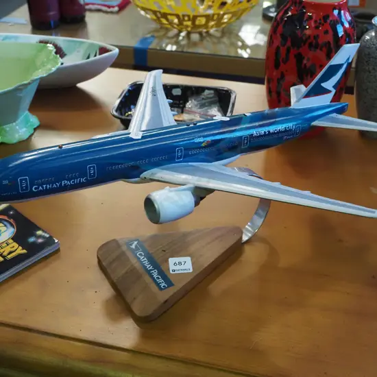 Cathay Pacific model airplane on stand L-470