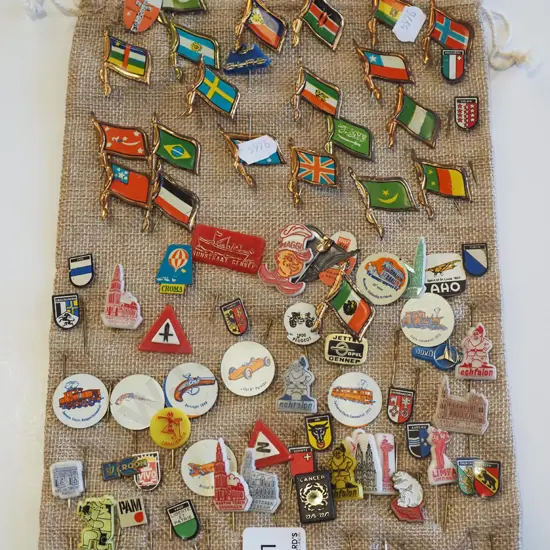 bag; numerous tie pins