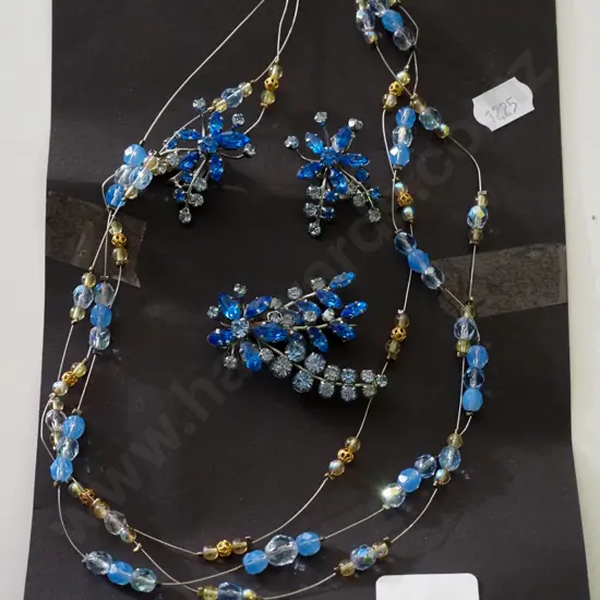 blue glass earring and necklace set