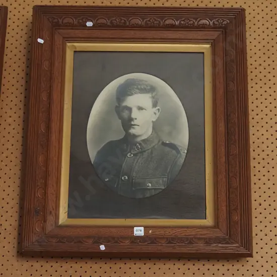 oak framed photo print - WWI soldier - with glass  Overall H-730 W-600