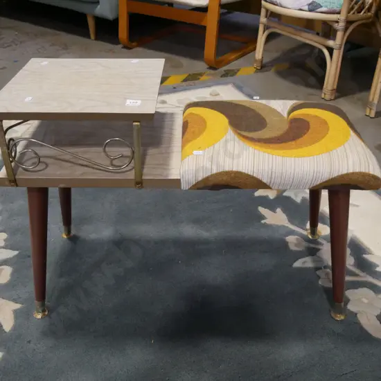 mid century formica topped & upholstered telephone table H-510 - W-320