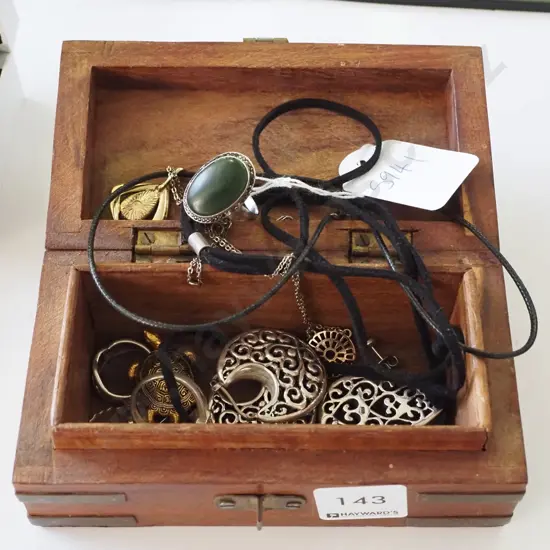 wooden trinket box; earrings etc