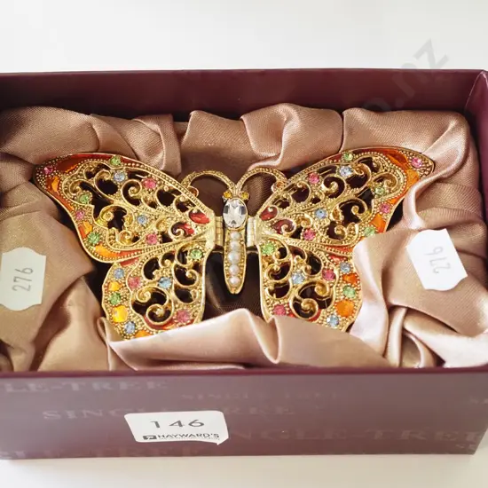 cased jewelled butterfly trinket box