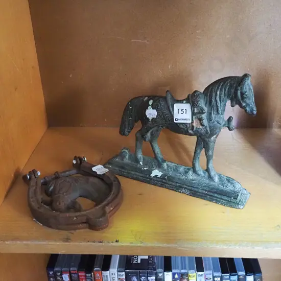 cast brass horse figurine, cast iron horse door knocker