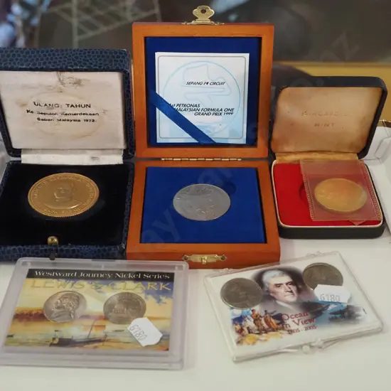 tray of collector coins