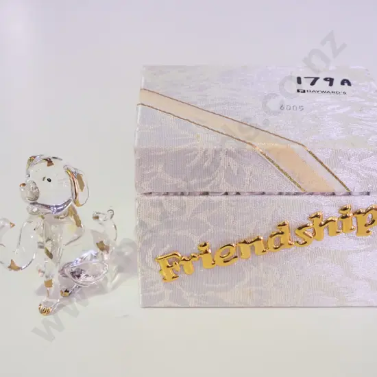crystal dog figurine in presentation case