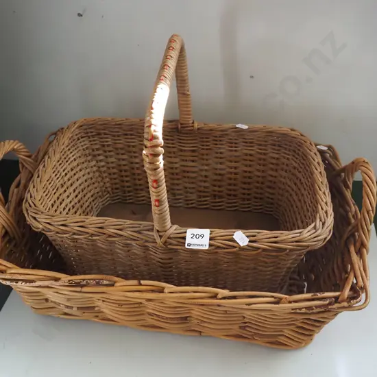 2x cane baskets