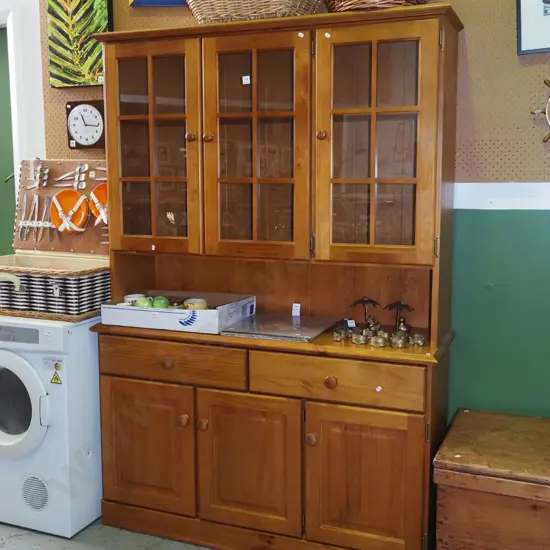 solid pine 3 solid door, 3 glazed door, 2 drawer wall unit H-1820 W-1260 D-320