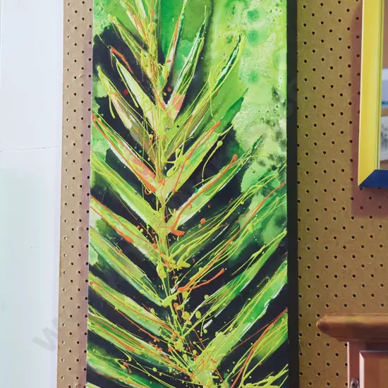 boxed mixed media on canvas - abstract leaf