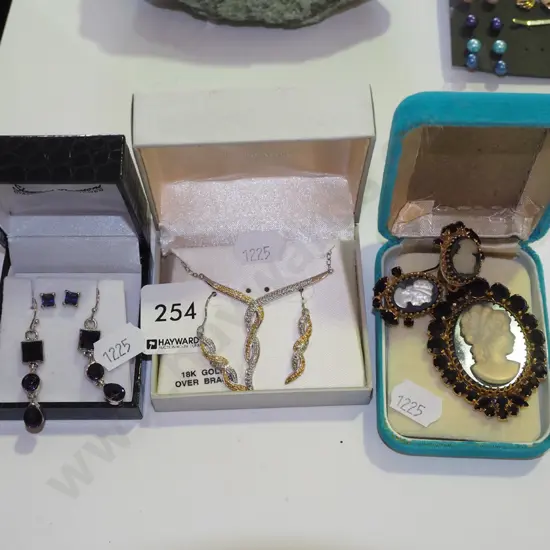 earring and necklace set, cameo brooch and earring set