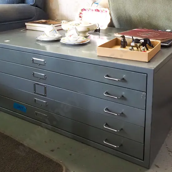 set of metal 5 drawer plan drawers H-450 W-1210 D-810