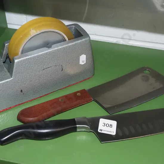 2 knives and a cellotape dispenser