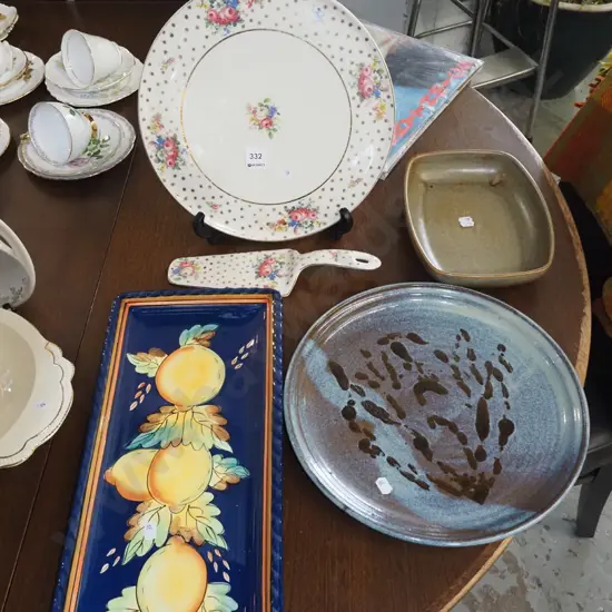 cake plate server, Temuka pottery dish, studio pottery plate, etc.