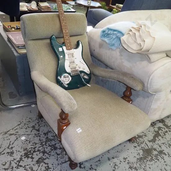 Victorian turned leg mahogany fireside chair