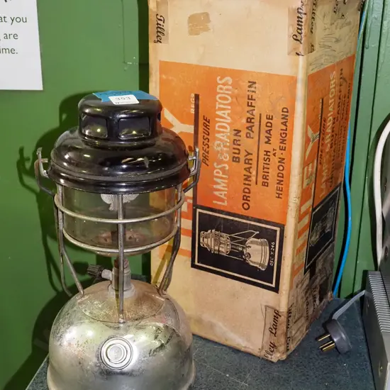 Tilley lantern in original box - corrosion to chrome