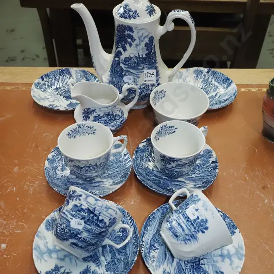 Ridgway blue and white part tea set