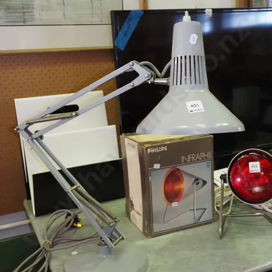 Superlux grey anglepoise lamp - dint to shade