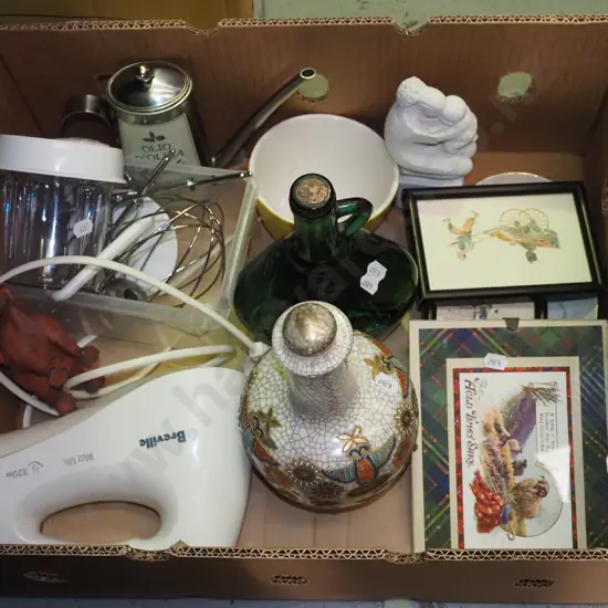 box; Breville hand mixer, olive oil jug, print etc