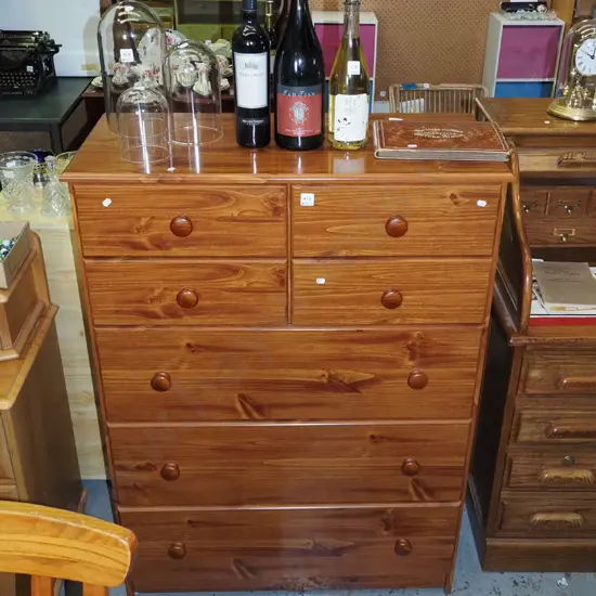 mdf faux wood veneer 7 drawer tall boy H-1200 W-870 D-400