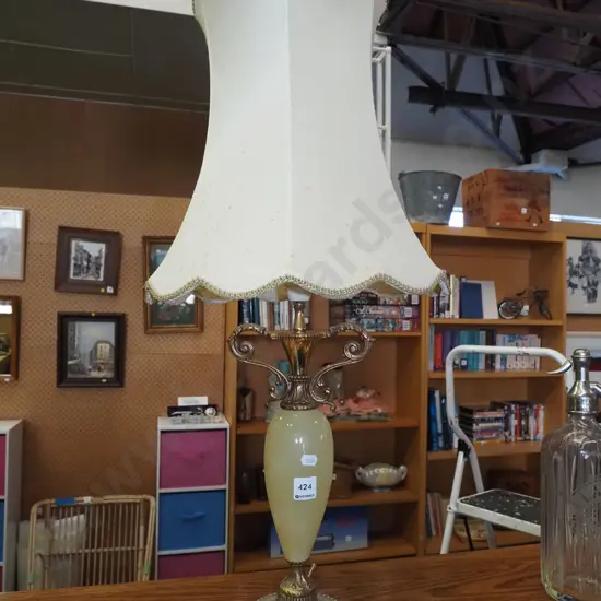 glass and brass based table lamp H-700