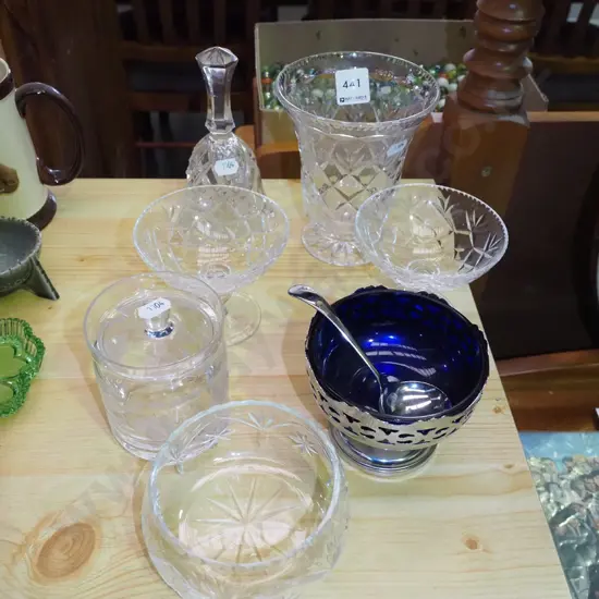 cut crystal bell, comports, vase, honey pot, bowl etc