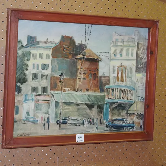 framed oil on canvas - Moulin Rouge - framing needs attention